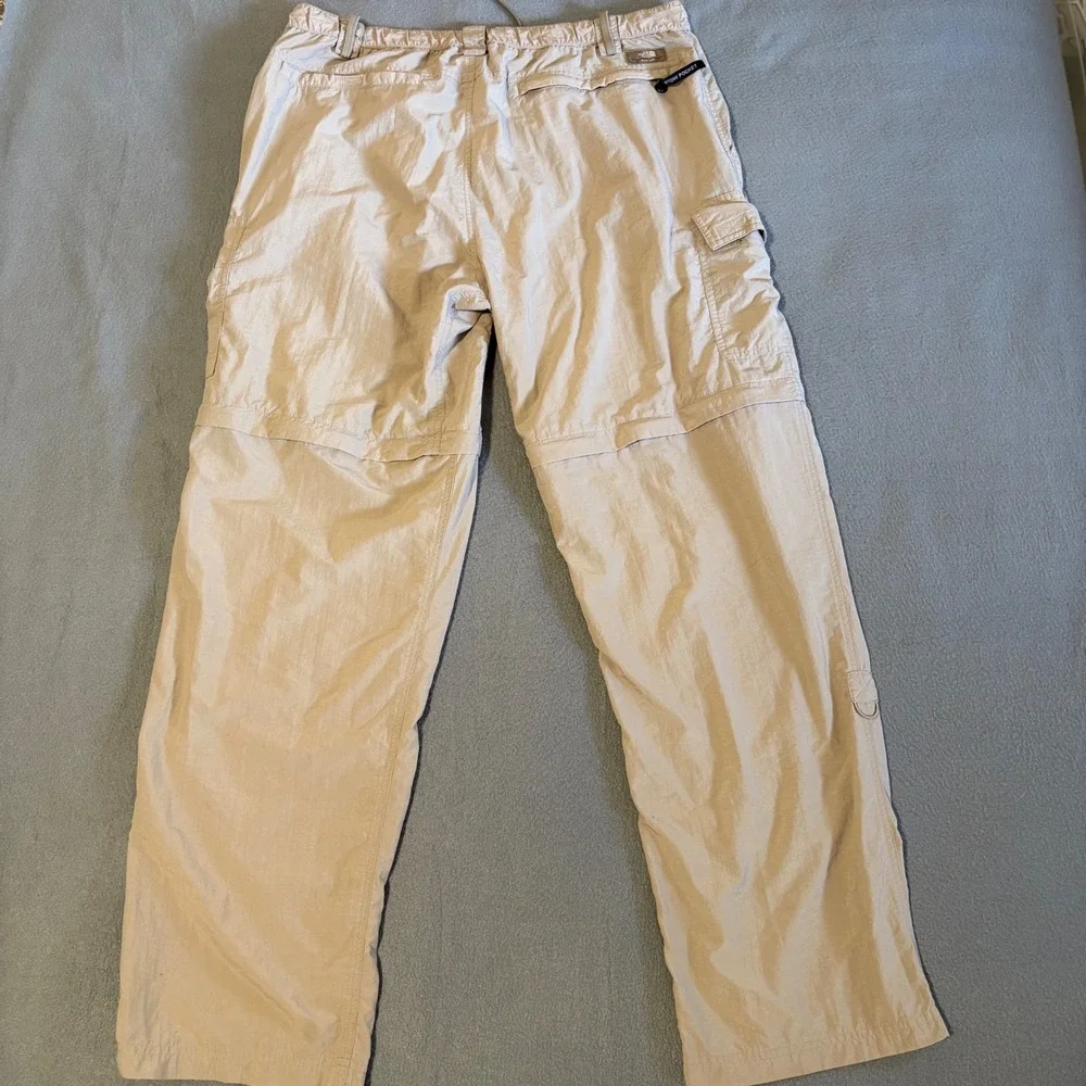 The North Face Convertible Cargo Pants Mens XL 38x34 Khaki Hiking Zip Off Nylon